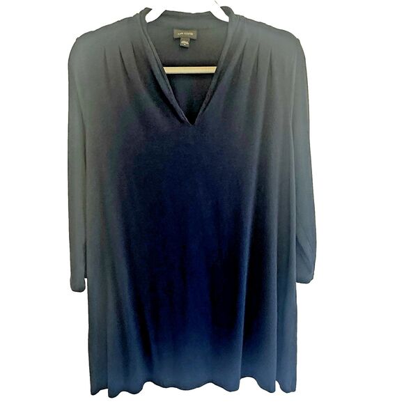 J Jill Wearever Sz M Navy Blue V Neck 3/4 length sleeves Tunic Top. Flowy Casual - Picture 1 of 7